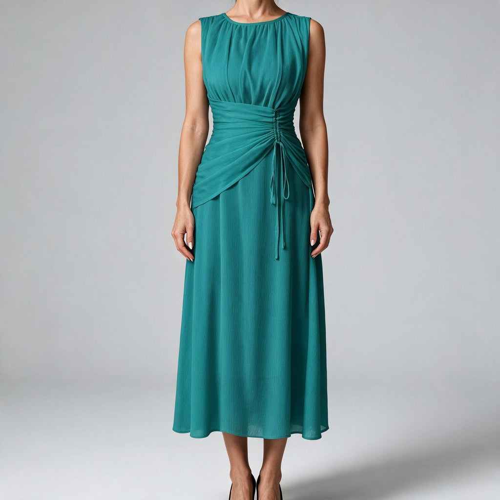 Odette | A Line Chiffon Maxi Wedding Guest Summer Dresses Ocean Green