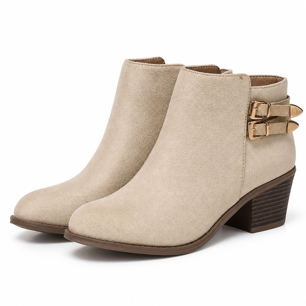 Conrad | Womens Western Boots Chunky Heel Round Toe Buckle Ankle Boots Design 1 packshot