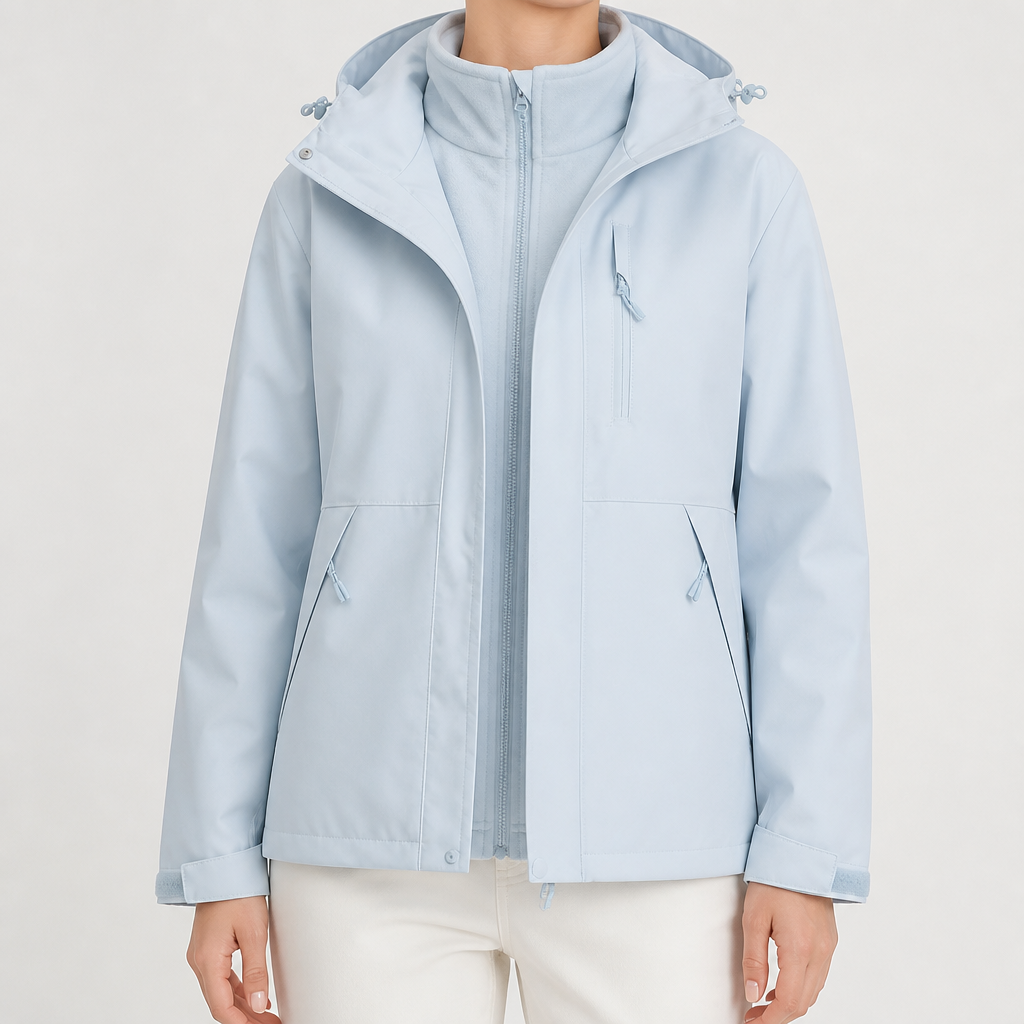 Imogen | Womens 3 In 1 Waterproof Hooded Softshell Jacket, Sky Blue