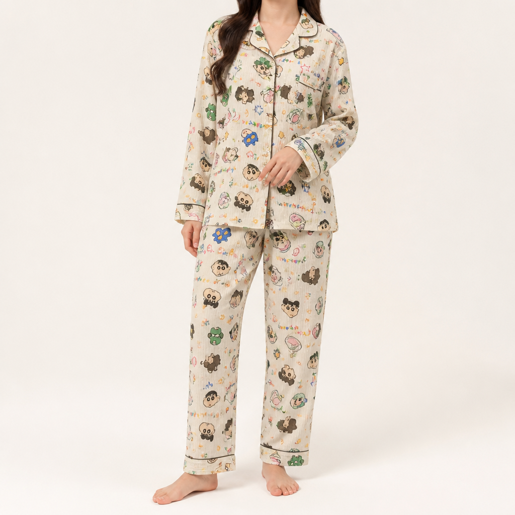 Beatrix | Womens Long Sleeve Cotton Pyjama Set Loungewear, White