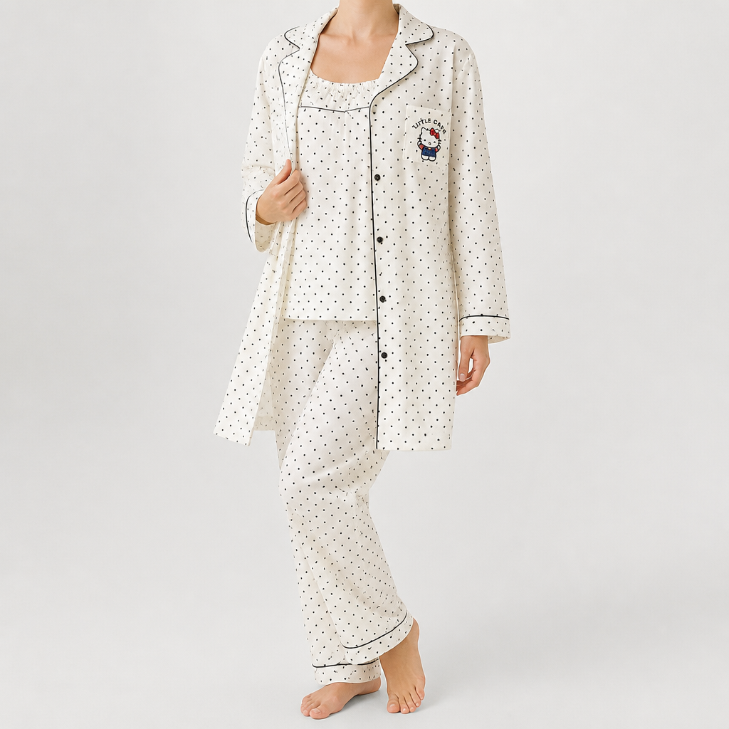 Rosalind | Womens Long Sleeve Button Up Cotton Pyjama Set Loungewear, Grey