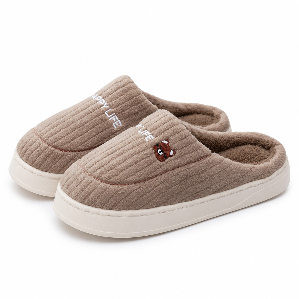Gwen | Womens Slippers Fluffy Warm Memory Foam House Slippers Coffee packshot