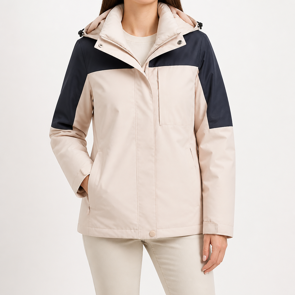 Imogen | Womens Waterproof Hooded 3-in-1 Jacket Fleece Lined, Pink & Navy 2