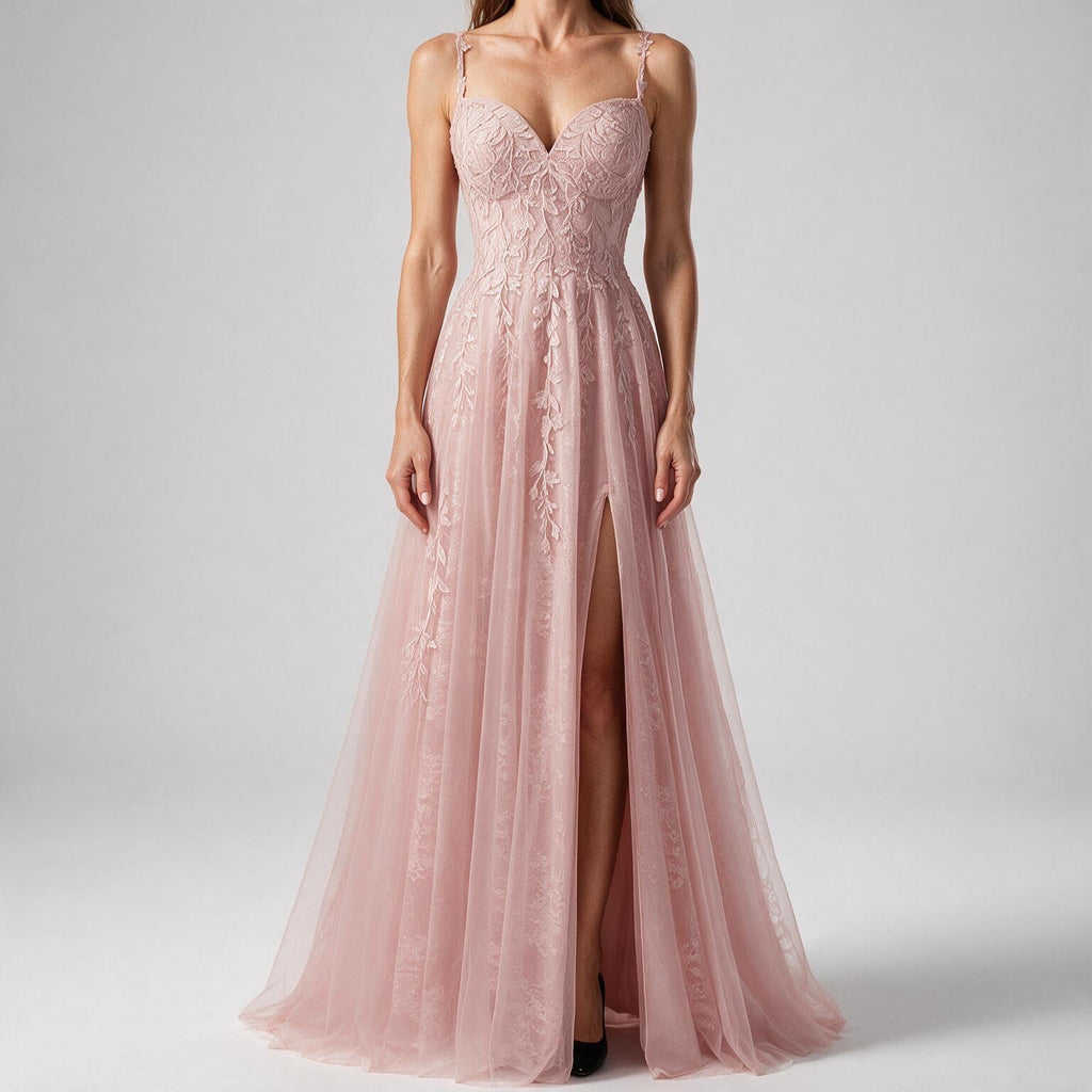 Genevieve | Womens Prom Formal Evening Gown Maxi Wedding Guest Cocktail Dresses Blush Pink