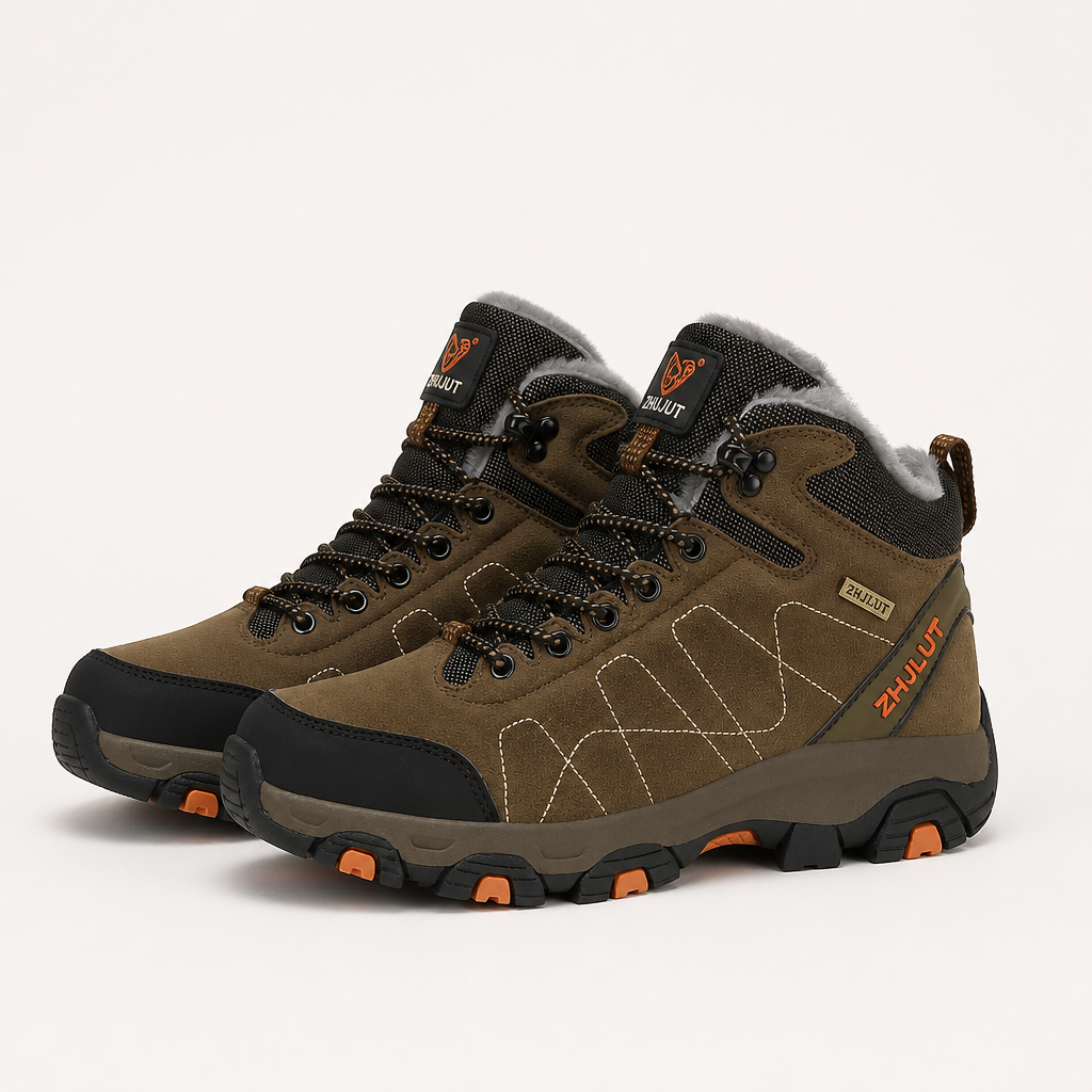 Edmund | Mens Waterproof Fleece Lined Snow Boots, Brown 2