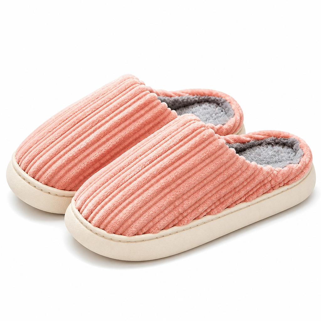 Fisk | Womens Slippers Fluffy Warm Memory Foam House Slippers Pink packshot