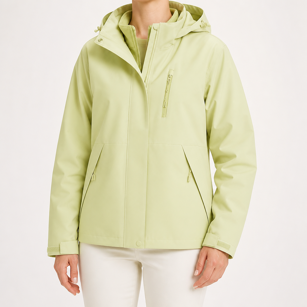 Imogen | Womens 3 In 1 Waterproof Hooded Softshell Jacket, Olive Green