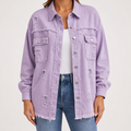 Genevieve | Womens Ripped Longline Denim Jacket, Violet