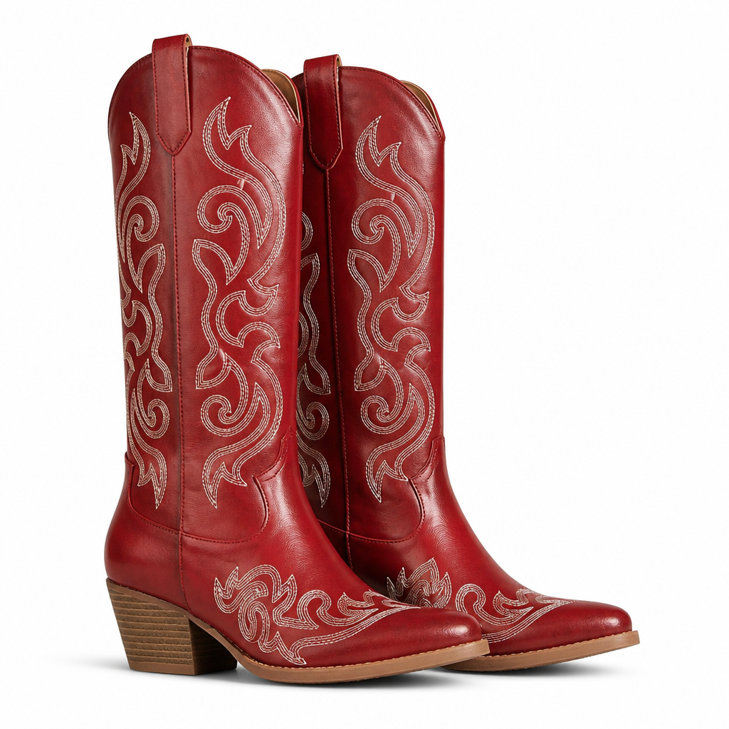 Saskia | Mens Cowboy Western Fashion Embroidered Slip on Boots Design 1 packshot