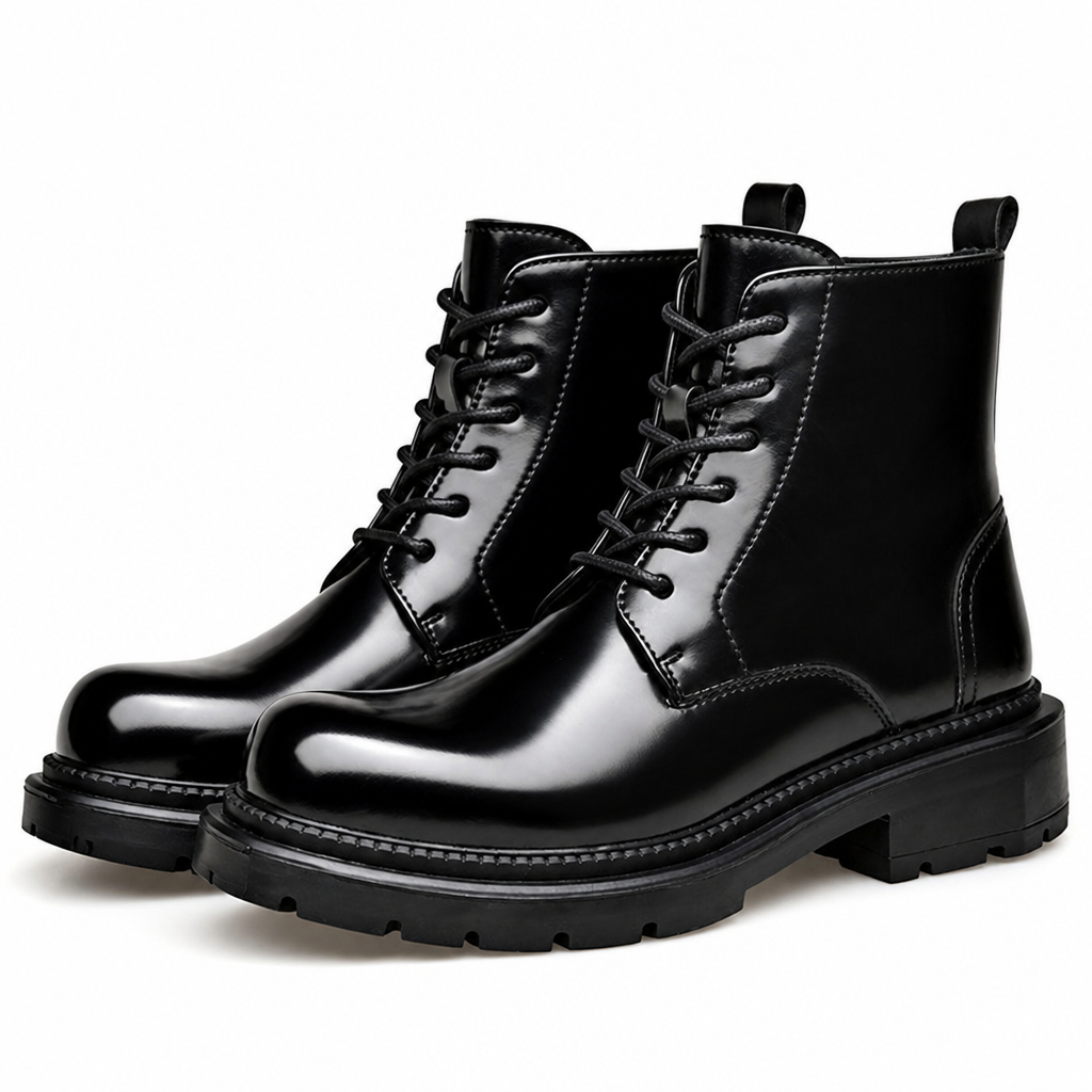 Quentin | Mens Chelsea Boots Fleece Lined Ankle Platform Winter Boots Black packshot