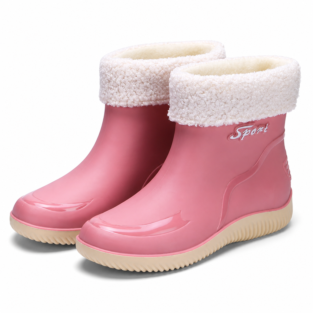 Esme | Womens Wellington Boots Waterproof Non Slip Mid Calf Rain Boots Pink 2 packshot