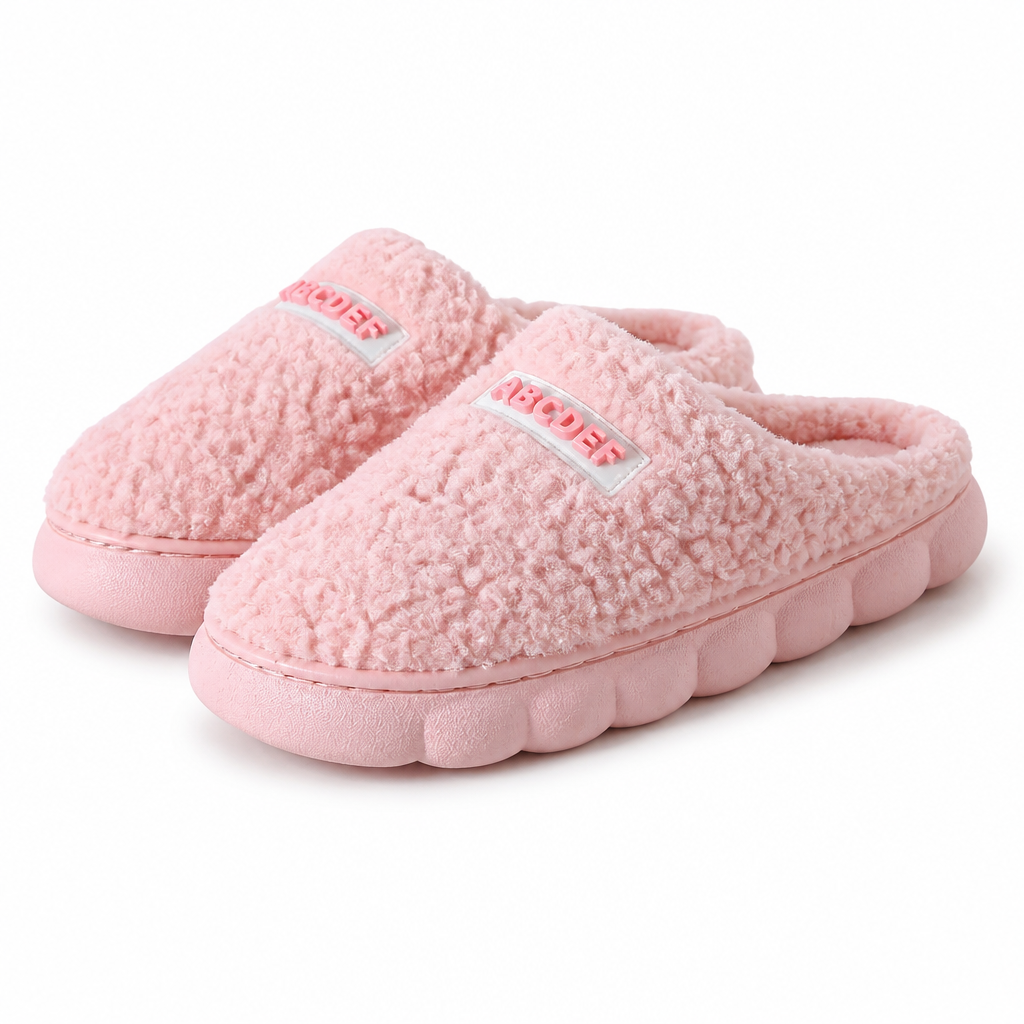 Fisk | Womens Slippers Fluffy Warm Memory Foam House Slippers Pink 2 packshot