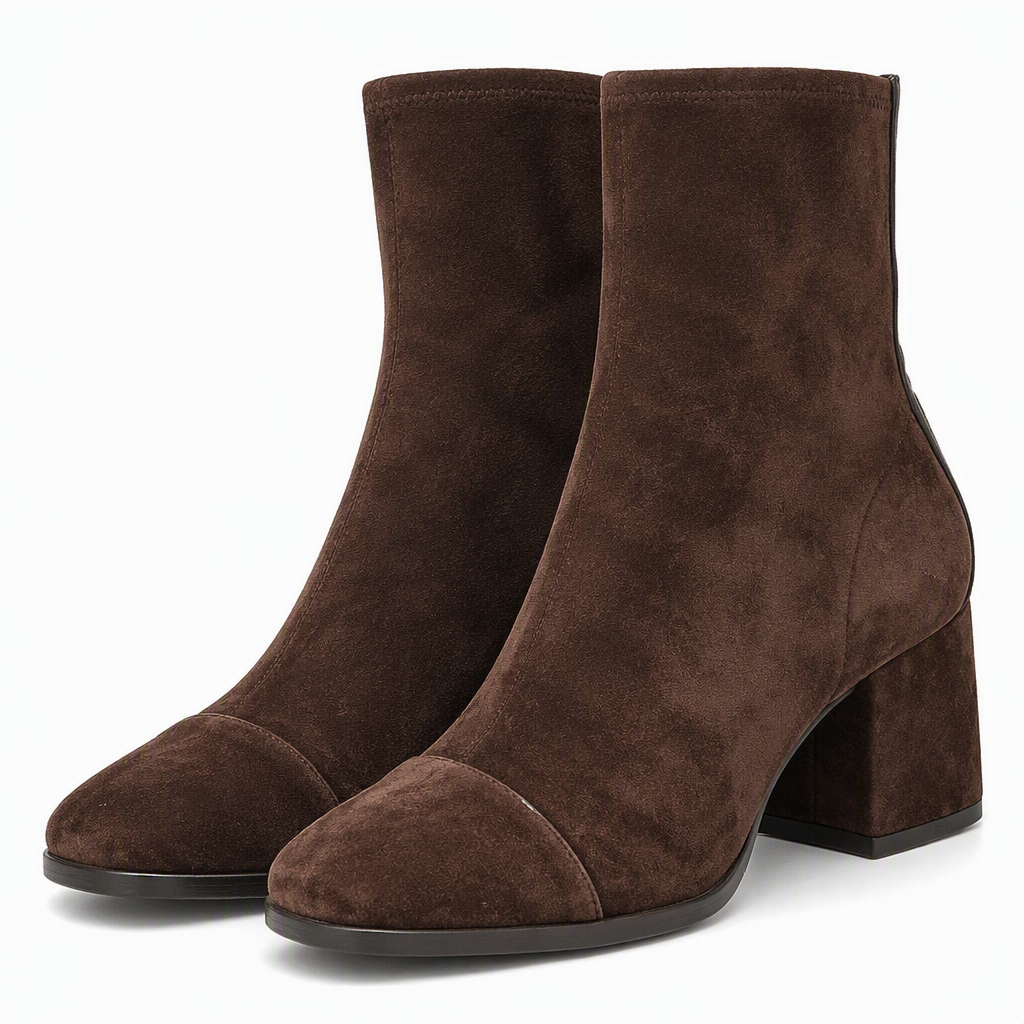 Fenella | Womens Knee High Suede Heeled Winter Long Boots Dark Brown packshot