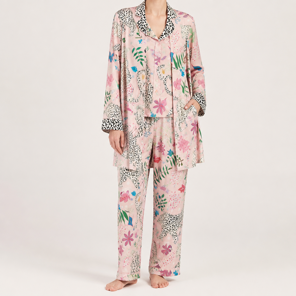 Marlowe | Womens Long Sleeve Satin Pyjama Set, Pink