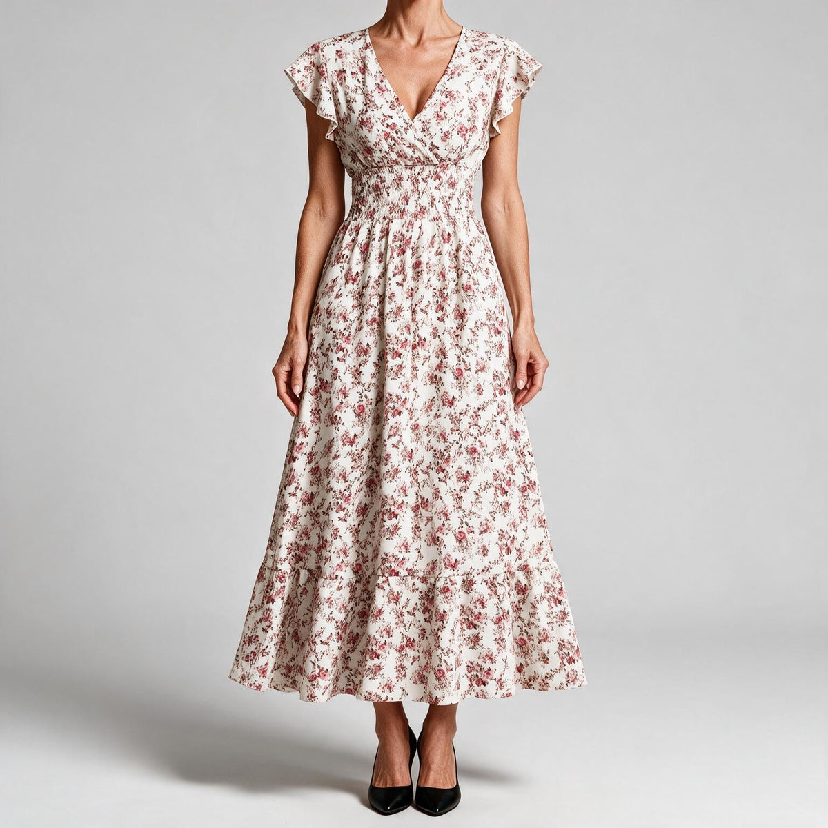 Willa | Womens Wedding Guest Floral Maxi A-Line Summer Dress Pink
