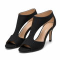 Esme | Womens Back Zip Peep Toe Thin Heel Sandals Black packshot