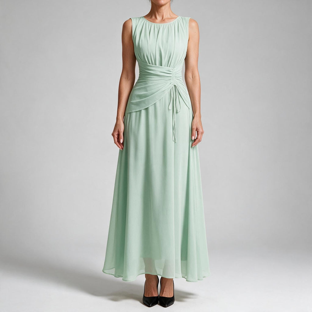Odette | A Line Chiffon Maxi Wedding Guest Summer Dresses Light Green