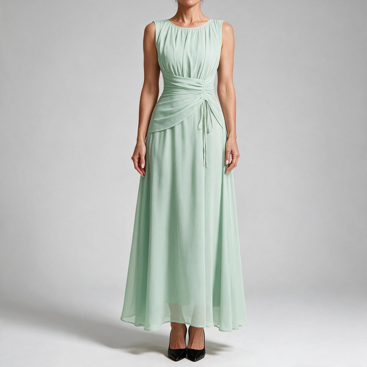 Odette | A Line Chiffon Maxi Wedding Guest Summer Dresses Light Green