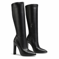 Verity | Womens Knight Boots Pointed Toe Stiletto Heel Ankle Boots Black packshot