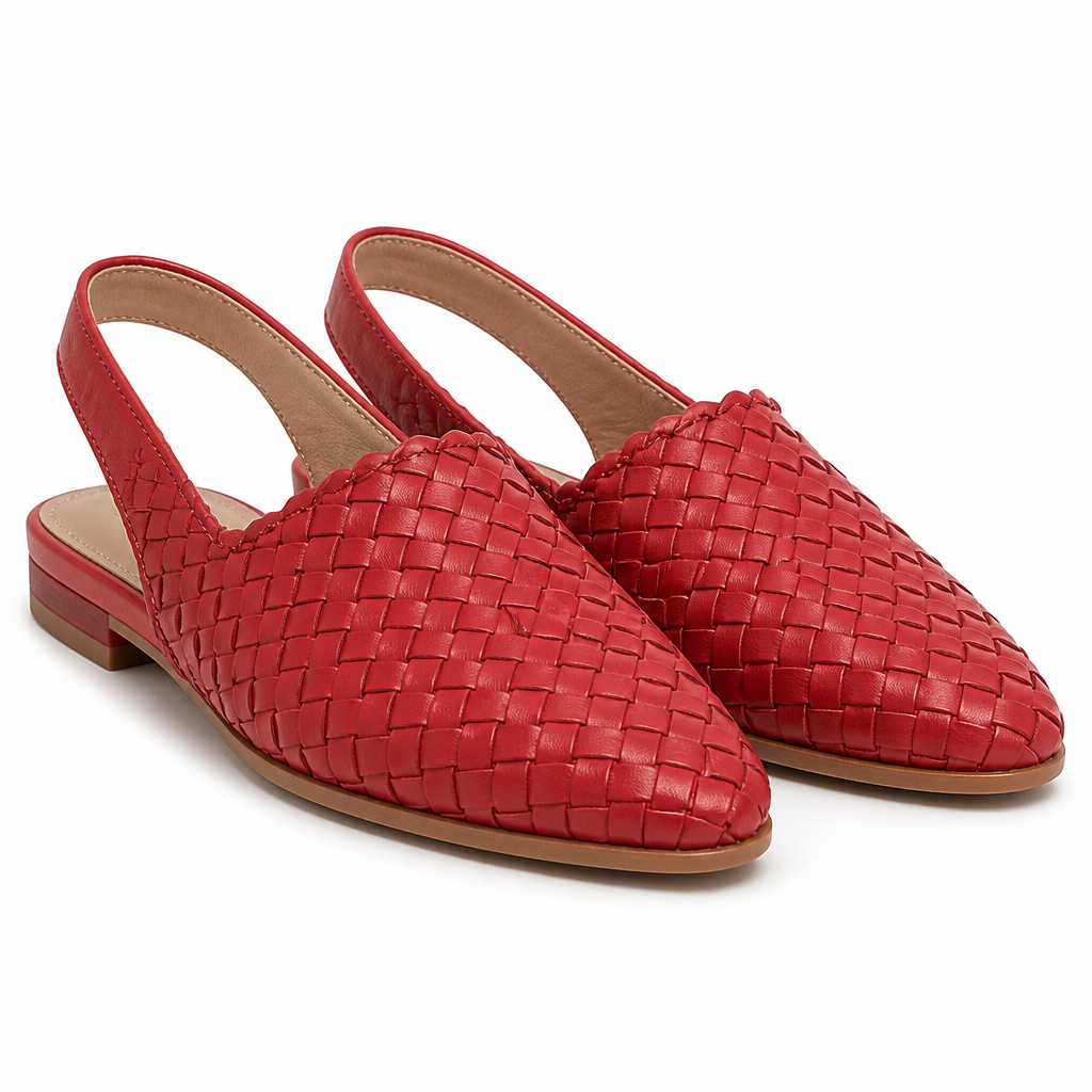 Marisol | Womens Pointed Toe Buckle Strap Flat Sandals Red packshot