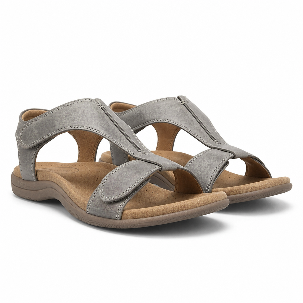 Indira | Womens Flat Massage Beach Summer Comfortable Sandals Grey packshot