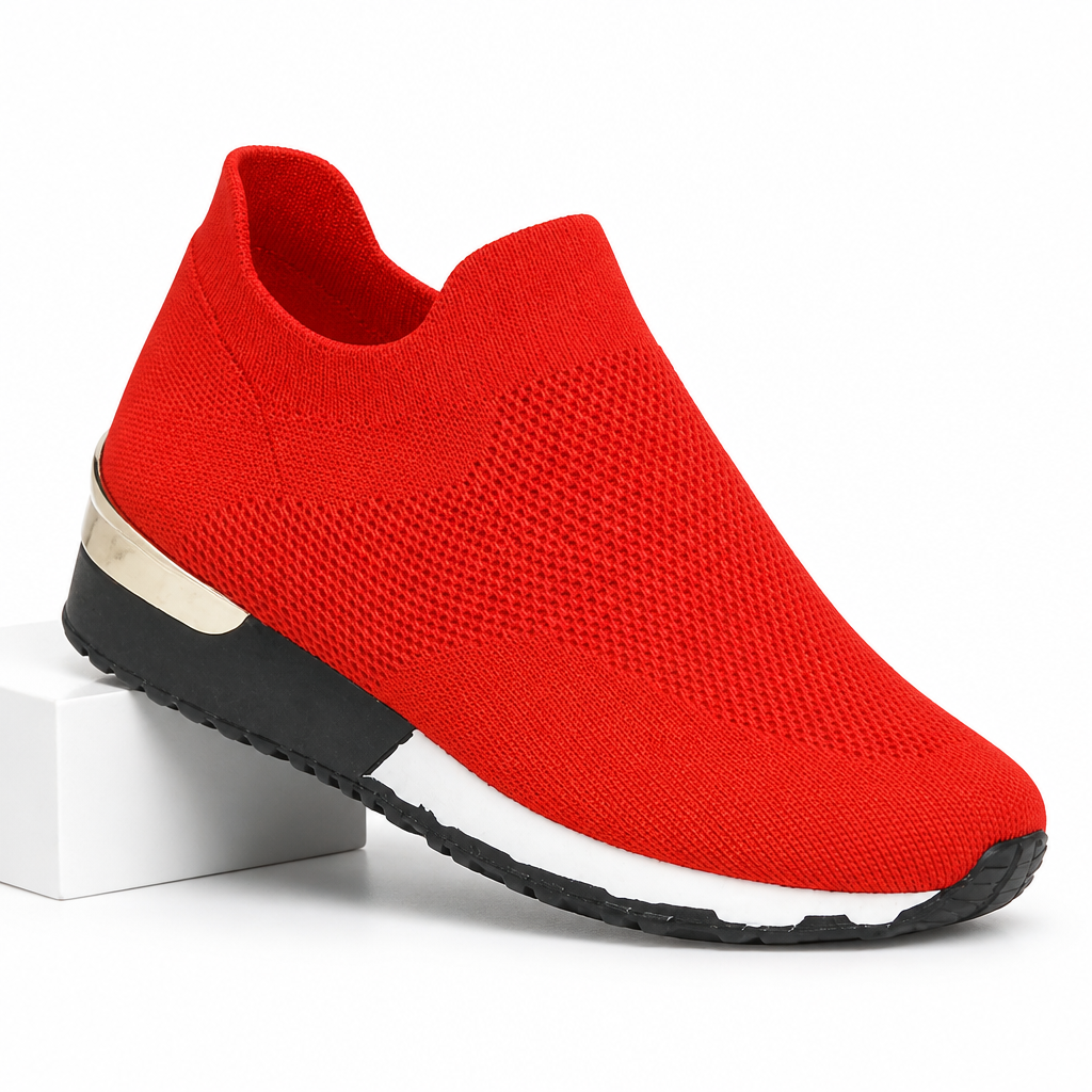 Mabel | Womens Trainers Sock Knit Slip On Breathable Running Shoes Red packshot