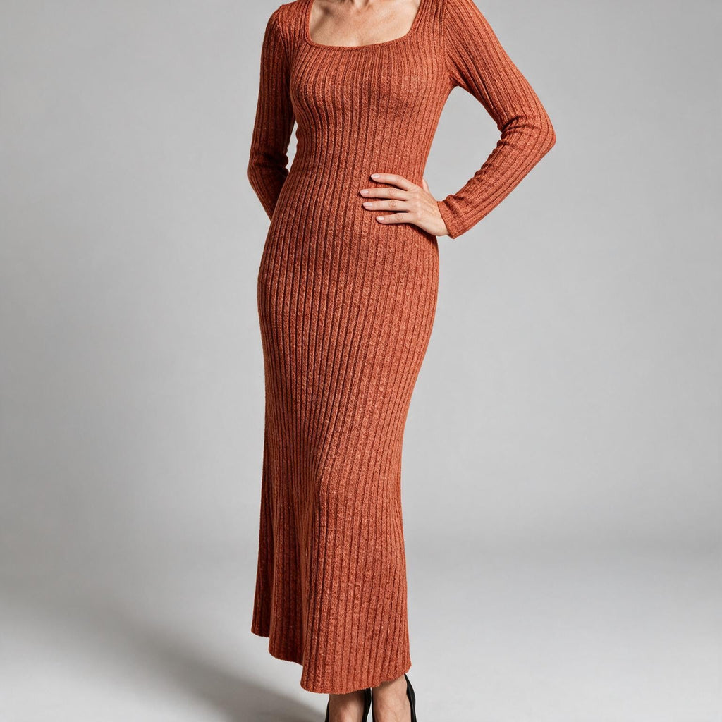 Aviana | Womens Jumper Dress Maternity Knit Long Sleeve Ribbed Dress