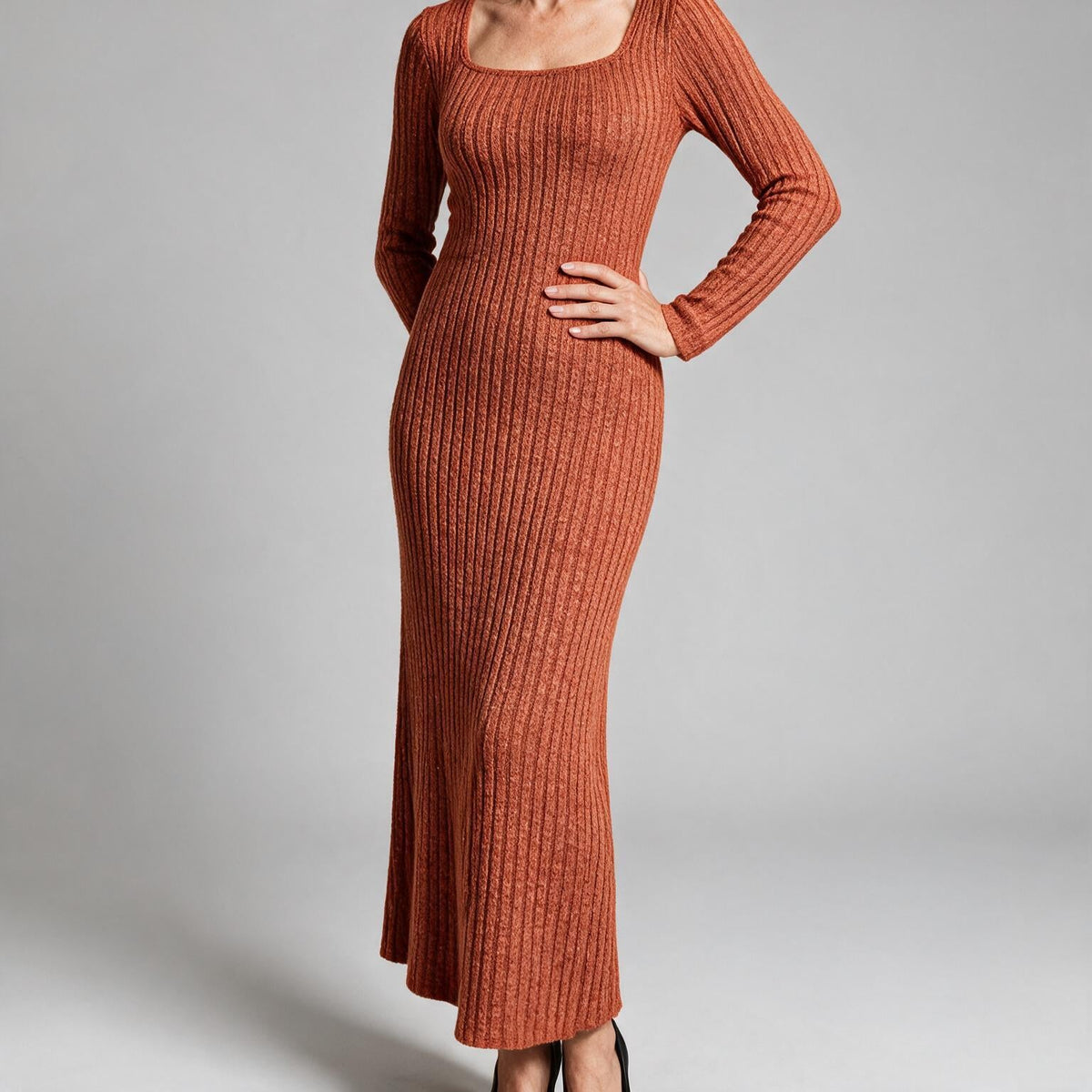 Aviana | Womens Jumper Dress Maternity Knit Long Sleeve Ribbed Dress