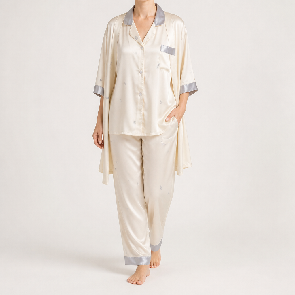 Odette | Womens Short Sleeve Satin Pyjama Set, Butter Yellow