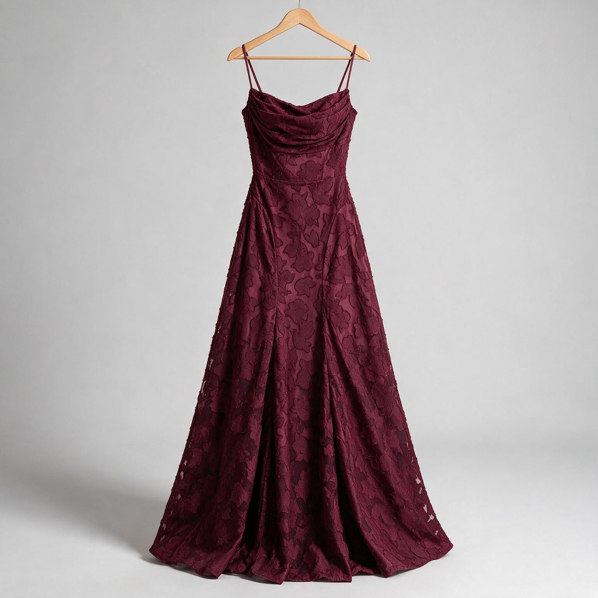 Colette | Womens Wedding Guest Maxi Lace A-Line High Waist Dresses on hanger