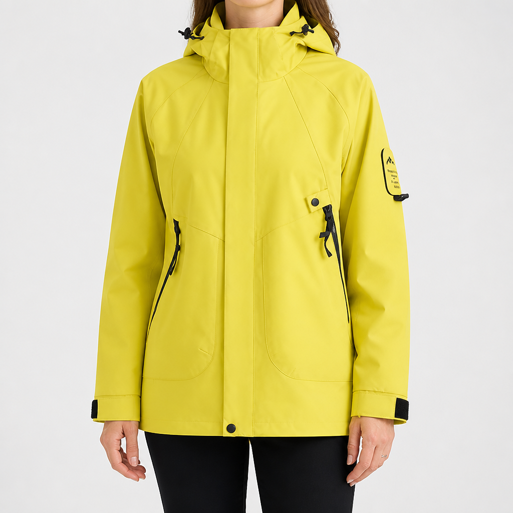 Rowan | Womens Waterproof 3 in 1 Hooded Jacket, Fluorescent Green 3