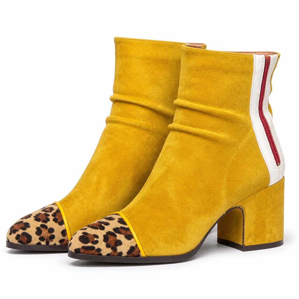 Fenella | Womens Knee High Suede Heeled Winter Long Boots Yellow packshot