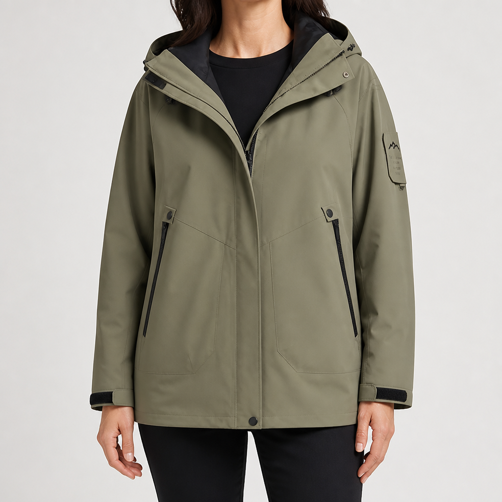 Rowan | Womens Waterproof 3 in 1 Hooded Jacket, Army Green 2