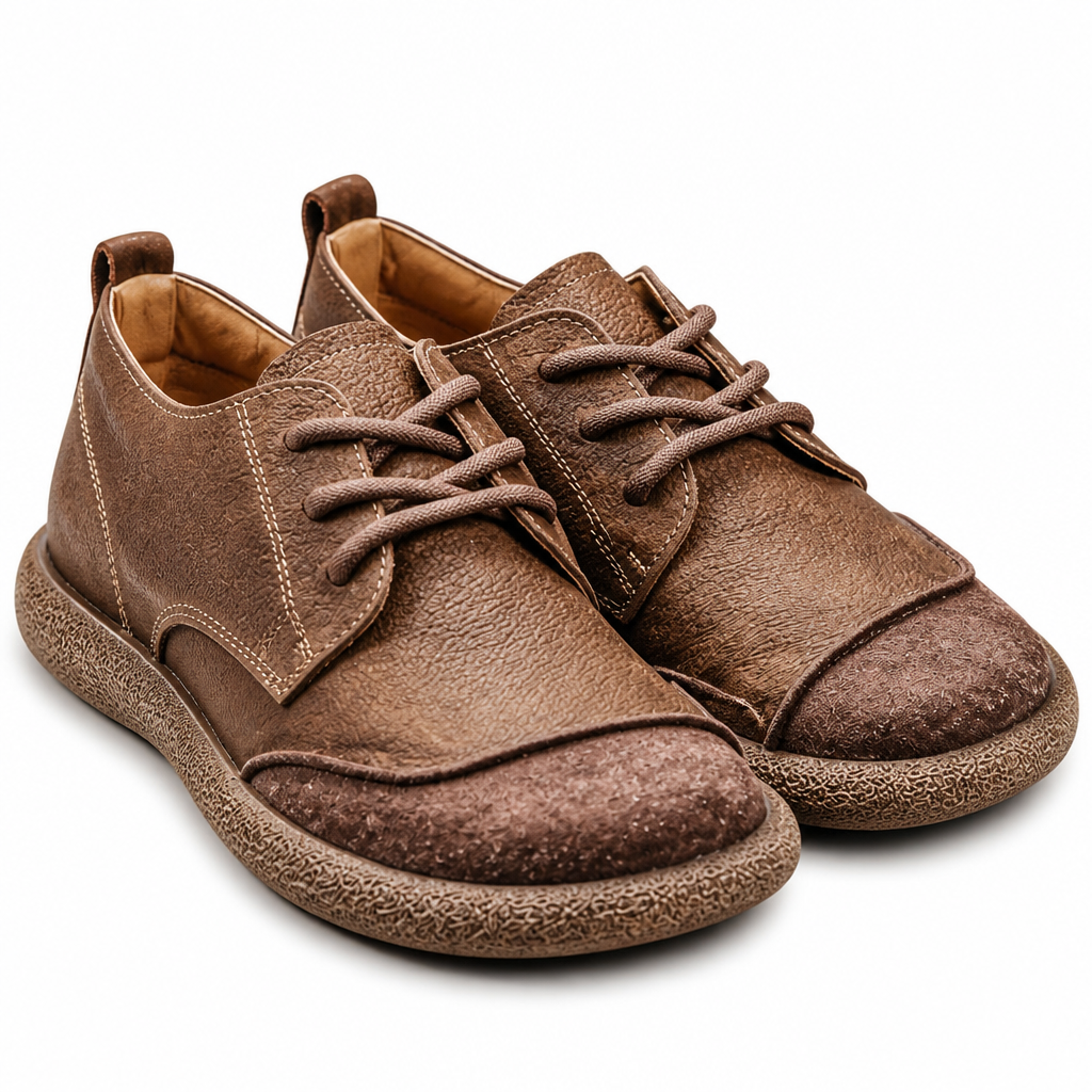 Emmett | Mens Leather Lace Up Casual Retro Low Top Boots Brown packshot
