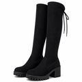 Greta | Mens Knee High Black Lace Up Outdoor Boots Black packshot