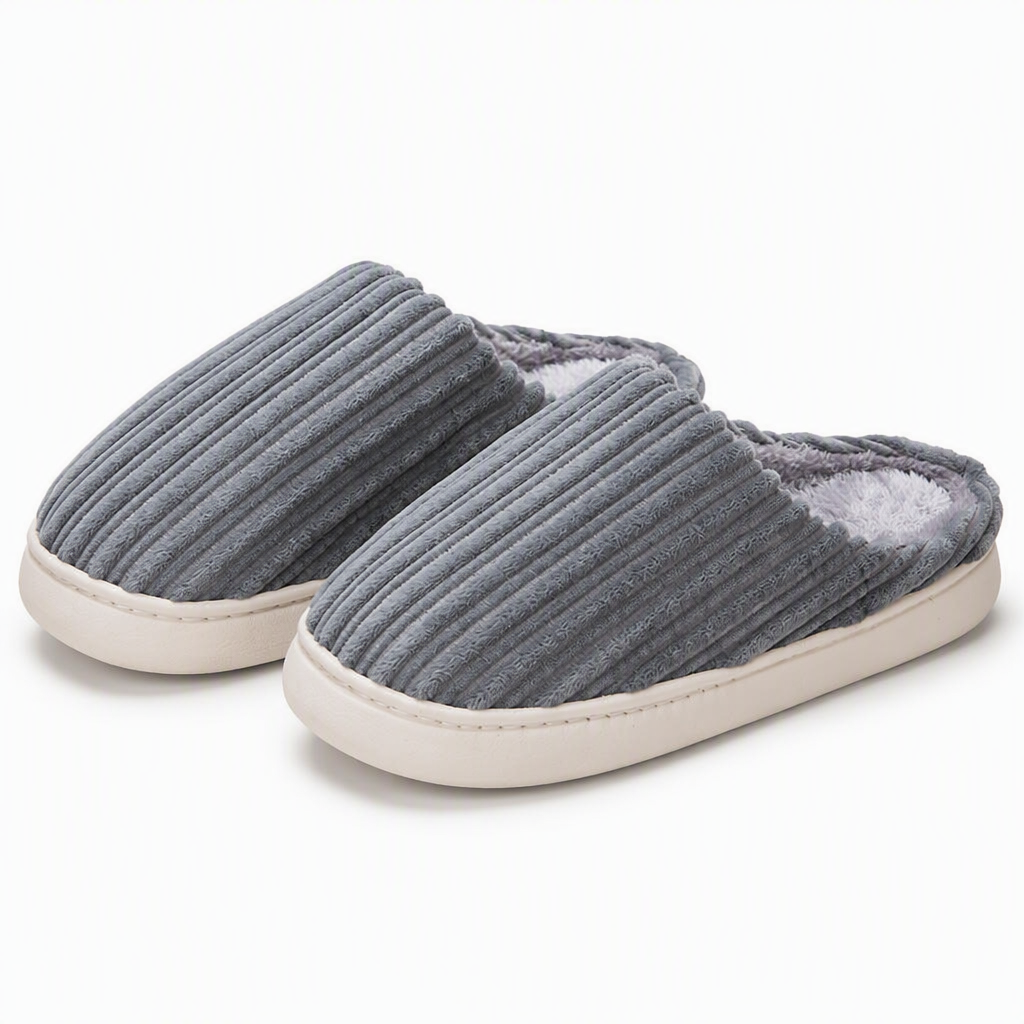 Fisk | Womens Slippers Fluffy Warm Memory Foam House Slippers Grey packshot