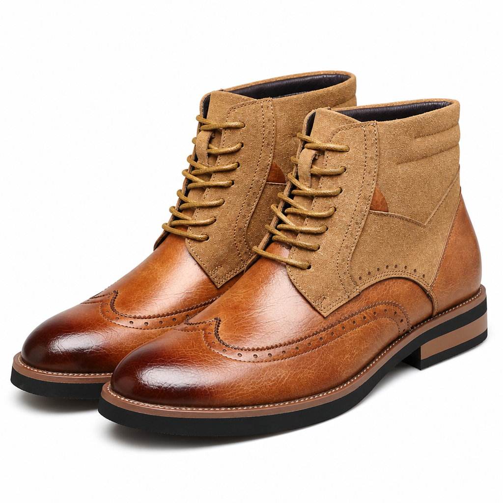 Nikolai | Mens Boots Leather Ankle Boots British Retro Casual Boots Yellow packshot