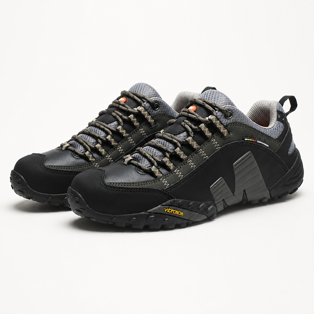 Callum | Mens Non Slip Hiking Walking Shoes, Black Army Green