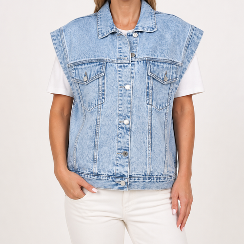Beatrice | Womens Sleeveless Denim Gilet Jacket, Blue