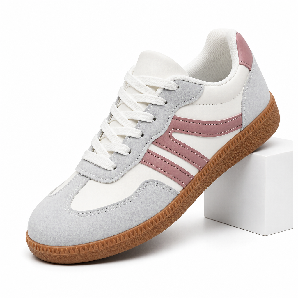 Ozias | Womens Trainers Running Shoes Sports Retro Lace Up Shoes Pink packshot
