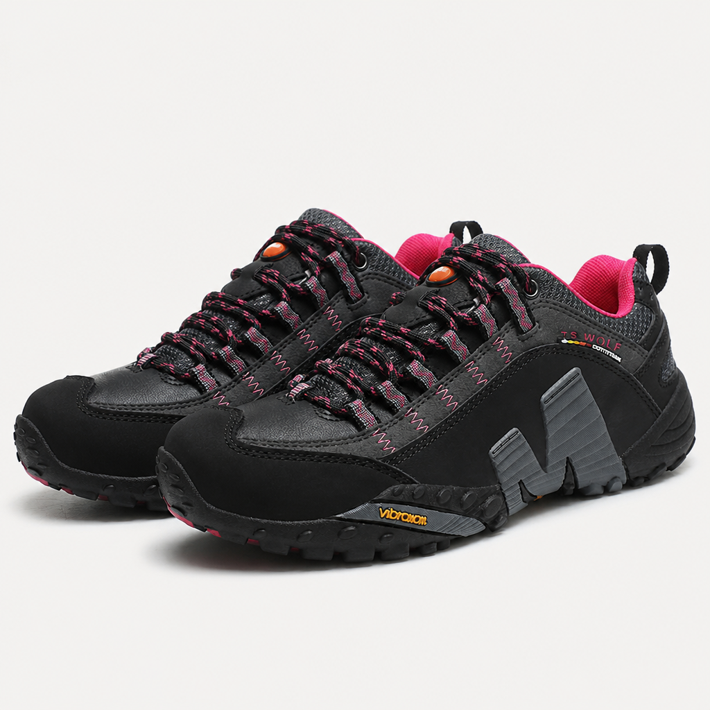 Callum | Mens Non Slip Hiking Walking Shoes, Black Grey