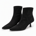 Odalys | Womens Ankle Boots Pointed Toe Kitten Heel Suede Boots Black packshot