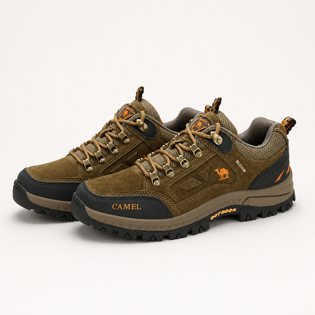 Duncan | Mens Waterproof Leather Walking Hiking Shoes, Khaki