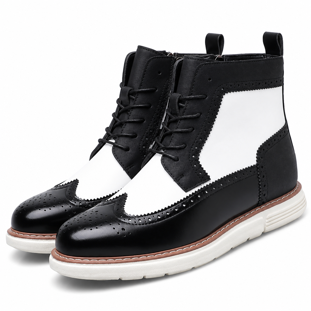 Blythe | Mens Leather Lace Up Combat Military Mid Calf Boots Black packshot