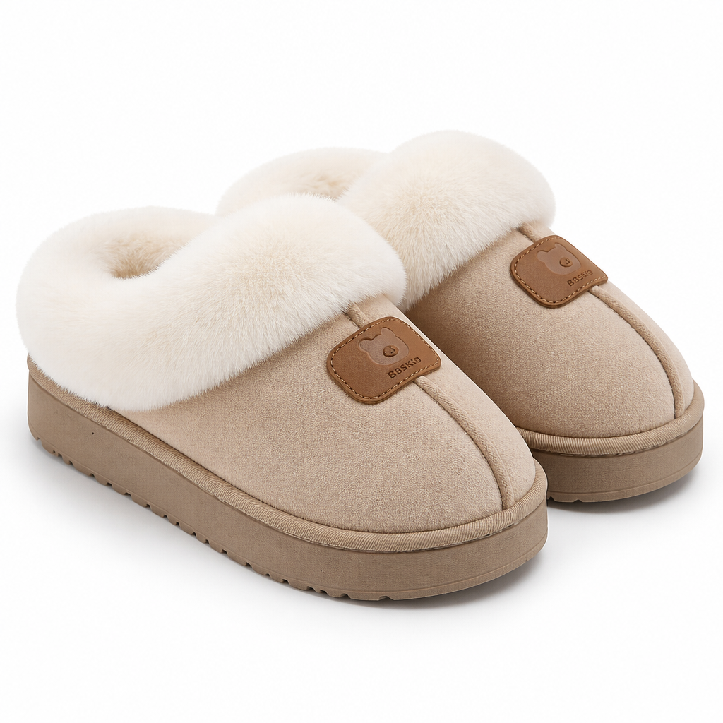 Dax | Womens Slippers Fluffy Warm Memory Foam House Slippers White 2 packshot
