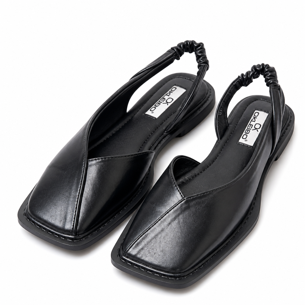 Elin | Womens Sandals Flat Roman Open Toe Summer Sandals Black packshot