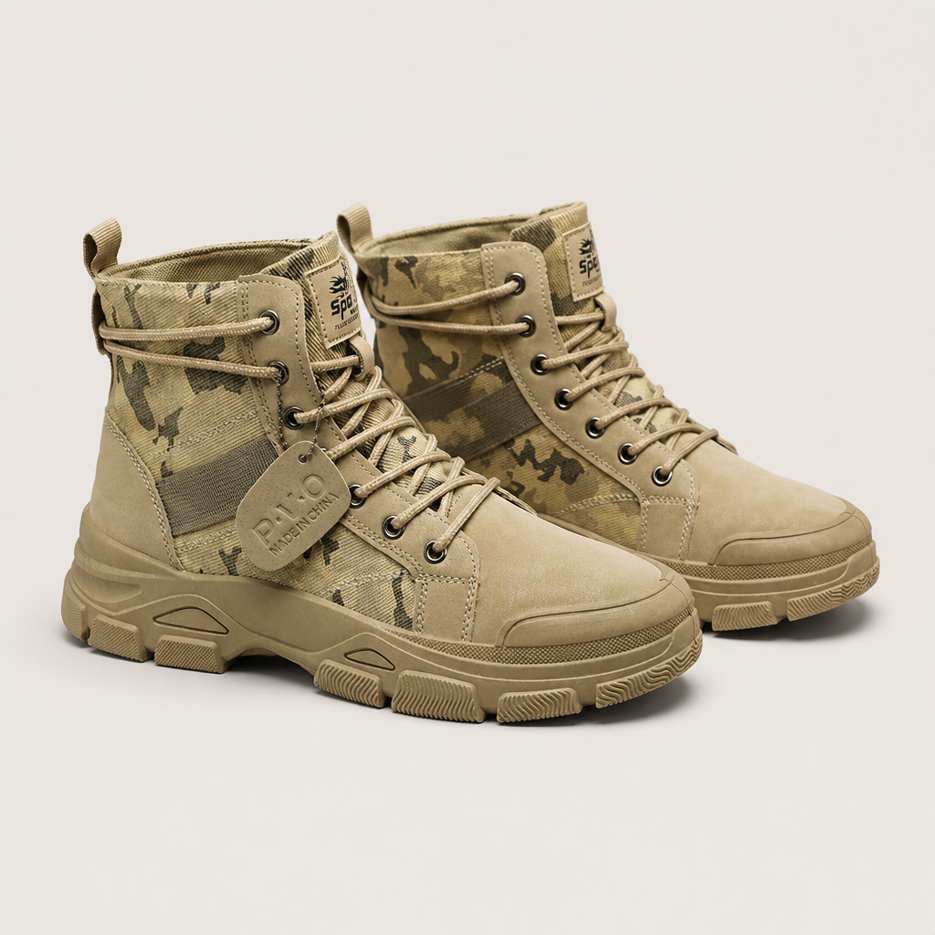 Bennett | Mens Lace Up Tactical Hiking Boots, Khaki 2