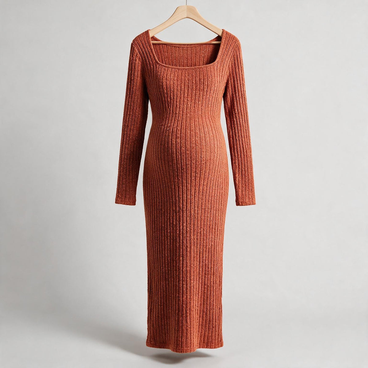 Aviana | Womens Jumper Dress Maternity Knit Long Sleeve Ribbed Dress on hanger