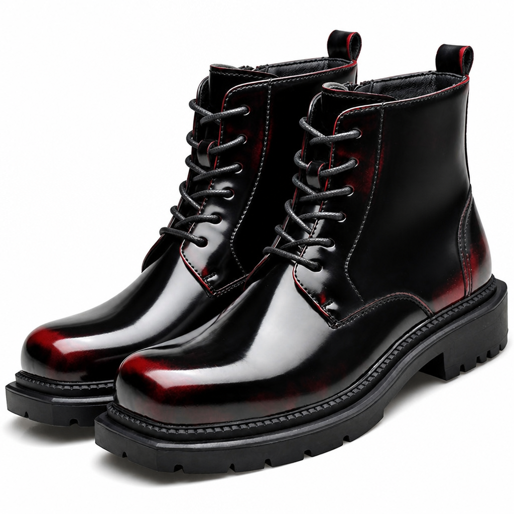 Quentin | Mens Chelsea Boots Fleece Lined Ankle Platform Winter Boots Red 2 packshot