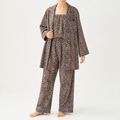 Rosalind | Womens Long Sleeve Button Up Cotton Pyjama Set Loungewear, Brown